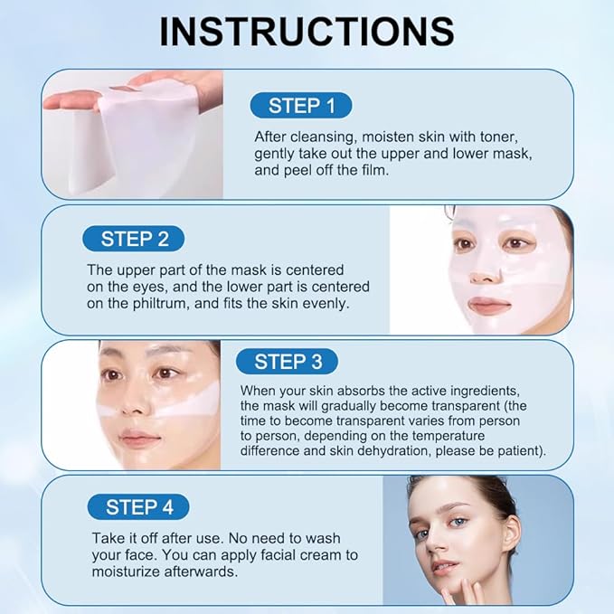 6PCS Skinqueen Bio Collagen Face Mask, Bio-Collagen Deep Mask, Pure Collagen Films Korean Deep Hydrating Firming Overnight Hydrogel Mask, Improve Moistur, Elasticity and Wrinkle
