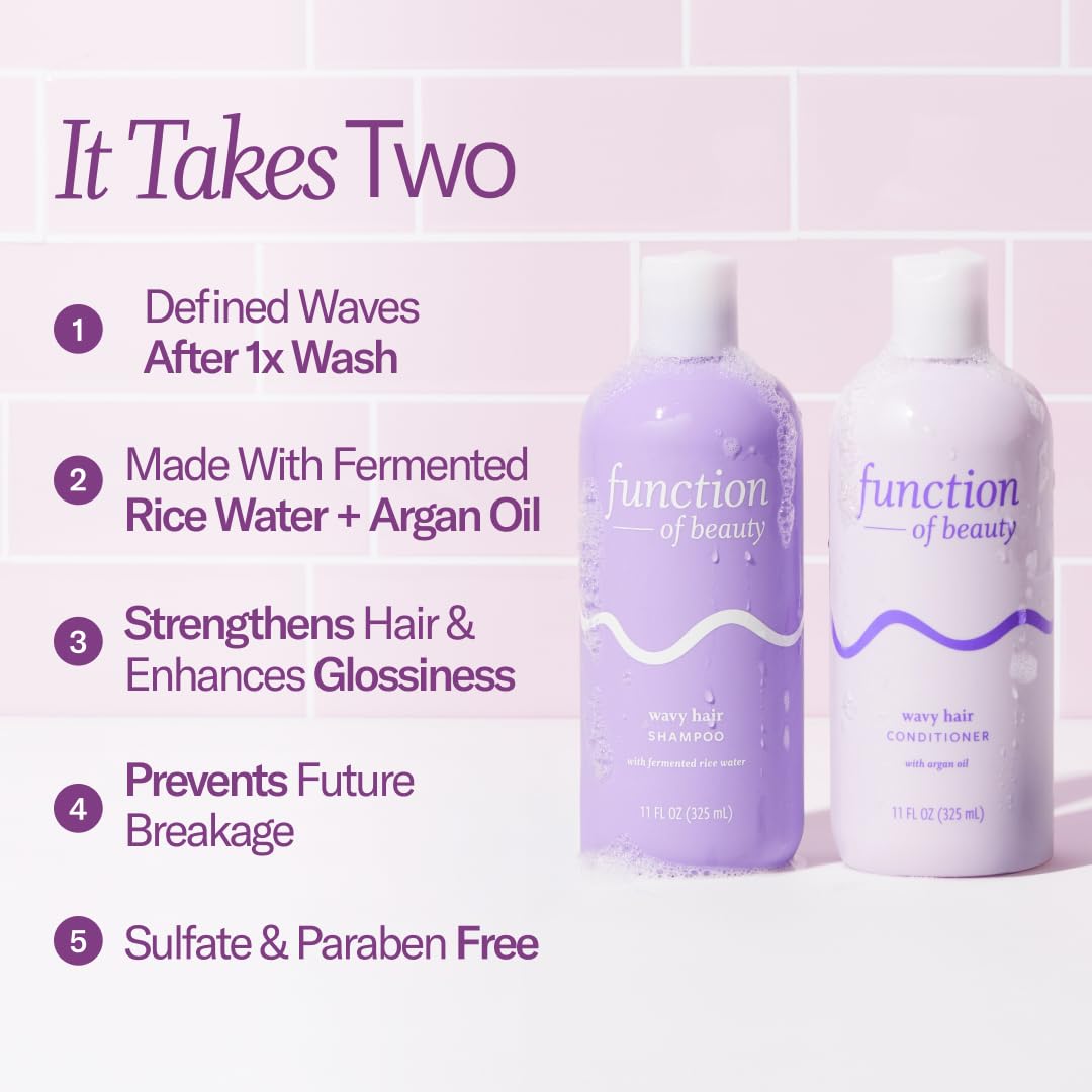 Function of Beauty Wavy Hair Shampoo & Conditioner XL Set - Sulfate-Free Shampoo & Conditioner Duo for Natural Wavy Texture - Lightweight, Anti-Frizz, Strengthening & Hydrating - Hair Care Products