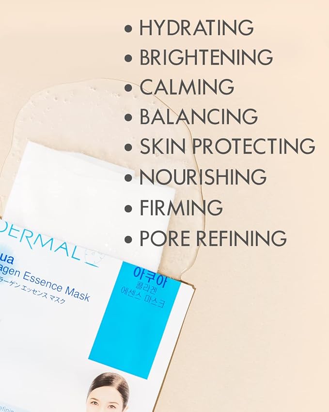 DERMAL 39 Combo Pack A Collagen Essence Korean Face Mask - Hydrating & Soothing Facial Mask with Panthenol - Hypoallergenic Self Care Sheet Mask for All Skin Types - Natural Home Spa Treatment Masks