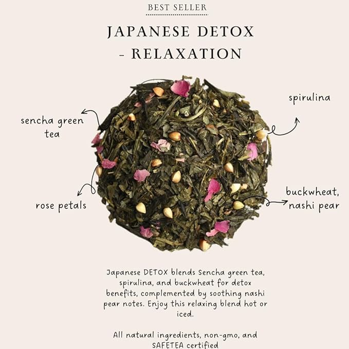 Palais des Thés - Organic Japanese Wellness Green Tea for Relaxation with Spirulina, Buckwheat, and Nashi Pear - 4.2oz Loose Leaf Metal Gift Tin
