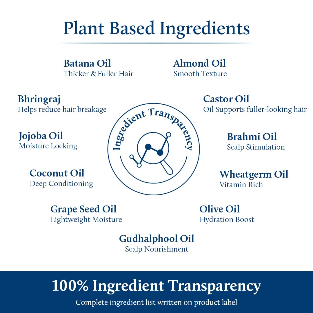 Blue Nectar Batana Oil for Thicker Hair | Pure Honduras Batana for Hair Growth with Organic Almond | Ayurvedic Hair Growth Oil for Stronger Hair (12 Herbs, 6.76 FlOz)