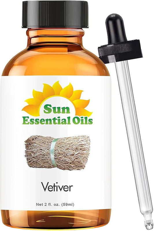 Sun Essential Oils 2oz Vetiver Essential Oil for Aromatherapy