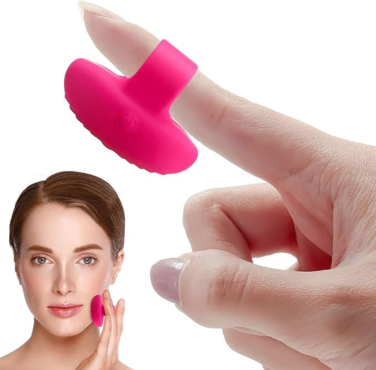 TrelaCo Pocket Mini Ring Facial and Eye Massage Ball USB Rechargeable Fingertip Massager Rose Red Face Facial Muscle Tightening Anti-Aging Relief Eyes Dark Circles, Eye Puffiness, Fatigue