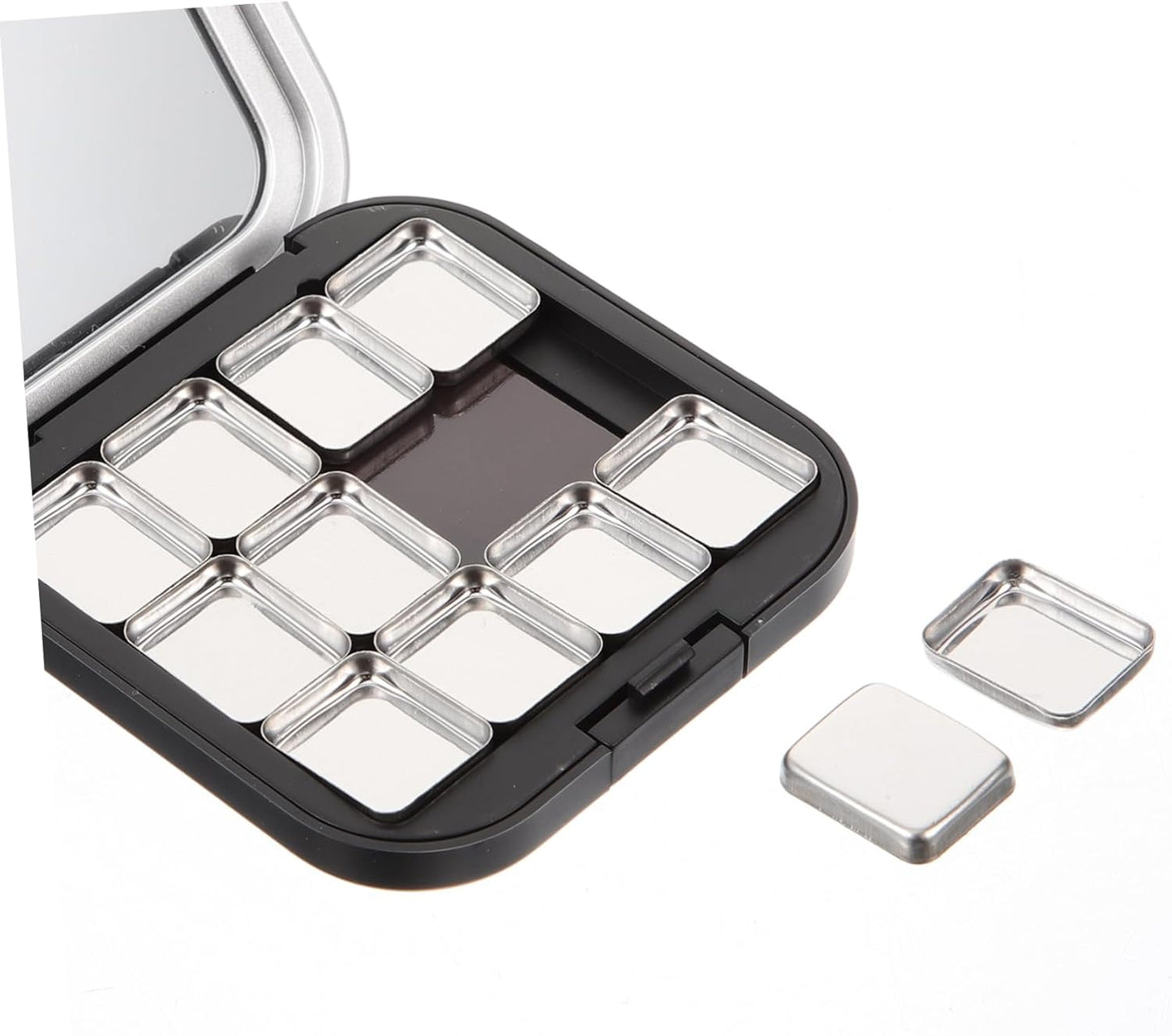 FRCOLOR 2Pcs Empty Magnetic Eyeshadow Makeup Palette DIY Blush Lipstick Contouring Powder Tray with 12 Grids Travel Size Cosmetic Pans Eyeshadow Makeup Containers for Women