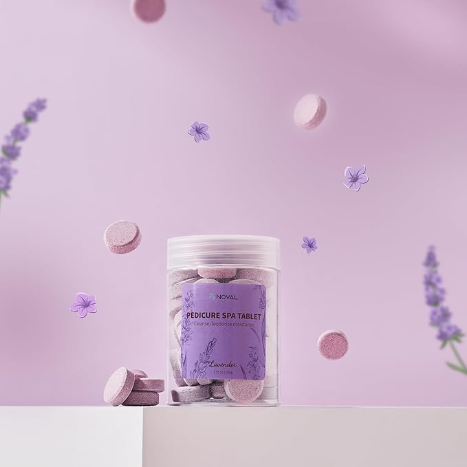 NOVAL Pedicure Spa Tablet - Fast Dissolving, Gentle & Portable Foot Soak for Softening Calluses & Hydrating Skin, Lavender Scent