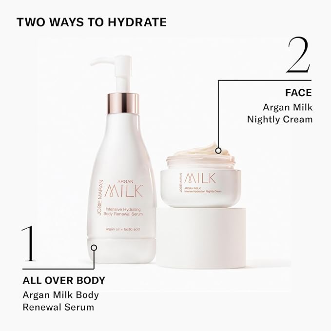 Josie Maran Ultra Hydrating Serum with Organic Argan Oil for Full Body Care - Refine Wrinkles and Crepiness - Argan Milk Intensive Hydrating Body Renewal Serum - Unscented (6.7 Oz)