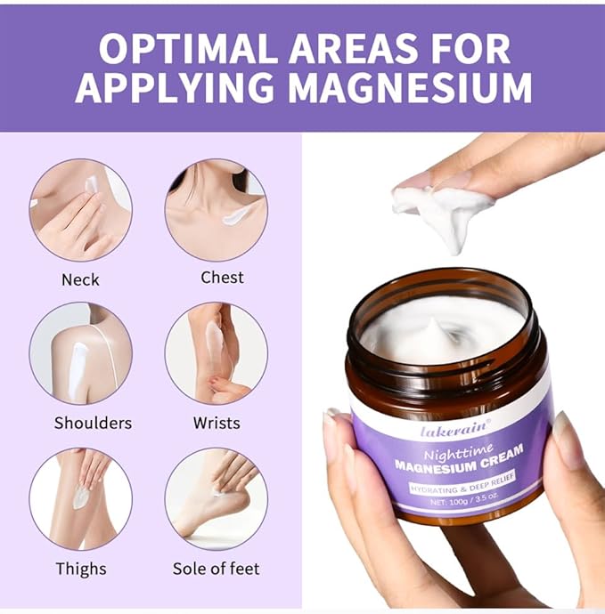 2 Pcs Magnesium Cream for Sleep, Relief Revitalizes Skin Deep Hydration Care Nighttime Magnesium Cream.