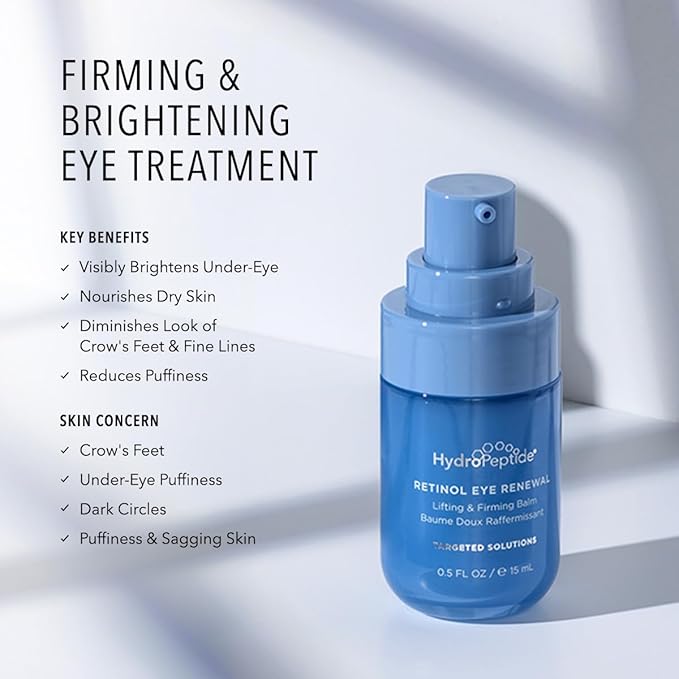 HydroPeptide Retinol Eye Renewal Lifting & Firming Eye Balm with 0.65% Universal Tri-Retinol Complex Peptide Solution, 0.5 Ounce