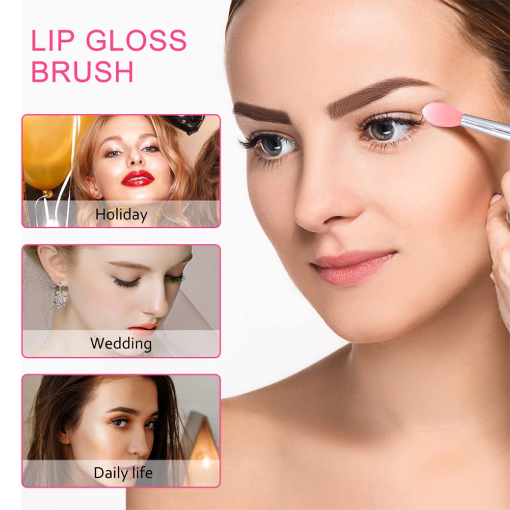 20 Pcs Silicone Mini Lip Brush, Silicone Lipstick Applicator Wands for Lip Gloss, Eyeshadow