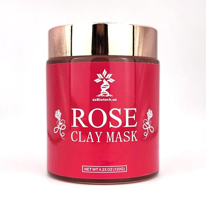 Rose Facial Mask, with Rose Extract, Vitamin C, Glycerol, Aloe vera, Vitamin E for Moisturizing, Smooth and Skin Glowing, 4.23 Oz (120G)