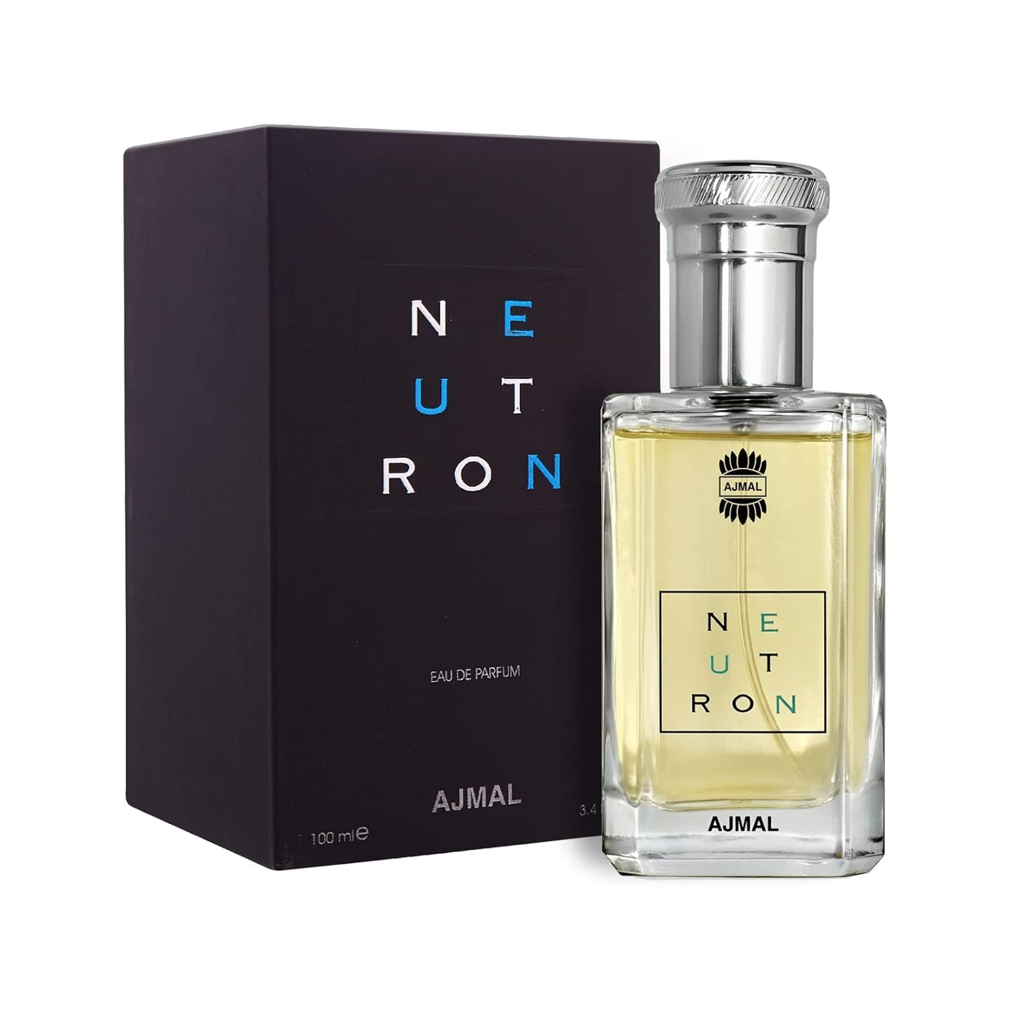 Ajmal Neutron Eau de Parfum for Men – 3.4 oz / 100 ml | Fresh Fruity-Musky & Woody Fragrance | Long-Lasting Modern Masculine Scent from Dubai