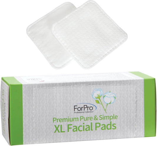 ForPro Premium Pure & Simple XL Facial Pads, Triple Layered Ultra Soft Disposable Makeup Remover Pads, 100% Vegan & Cruelty-Free, 60-Count