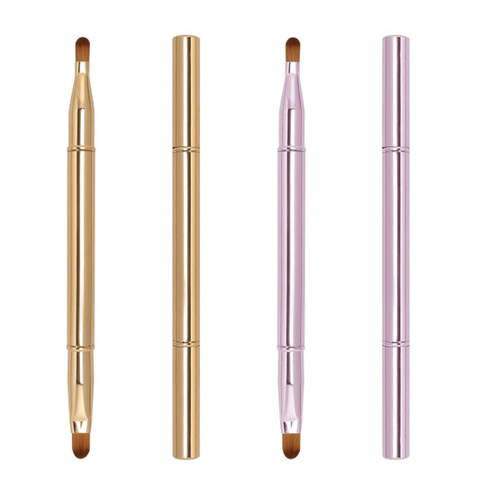 Unaone 2 Pack Lip Brush for Lipstick, Dual-Ended Lip Makeup Brush with Lid, Lipstick Brush for Lip Gloss