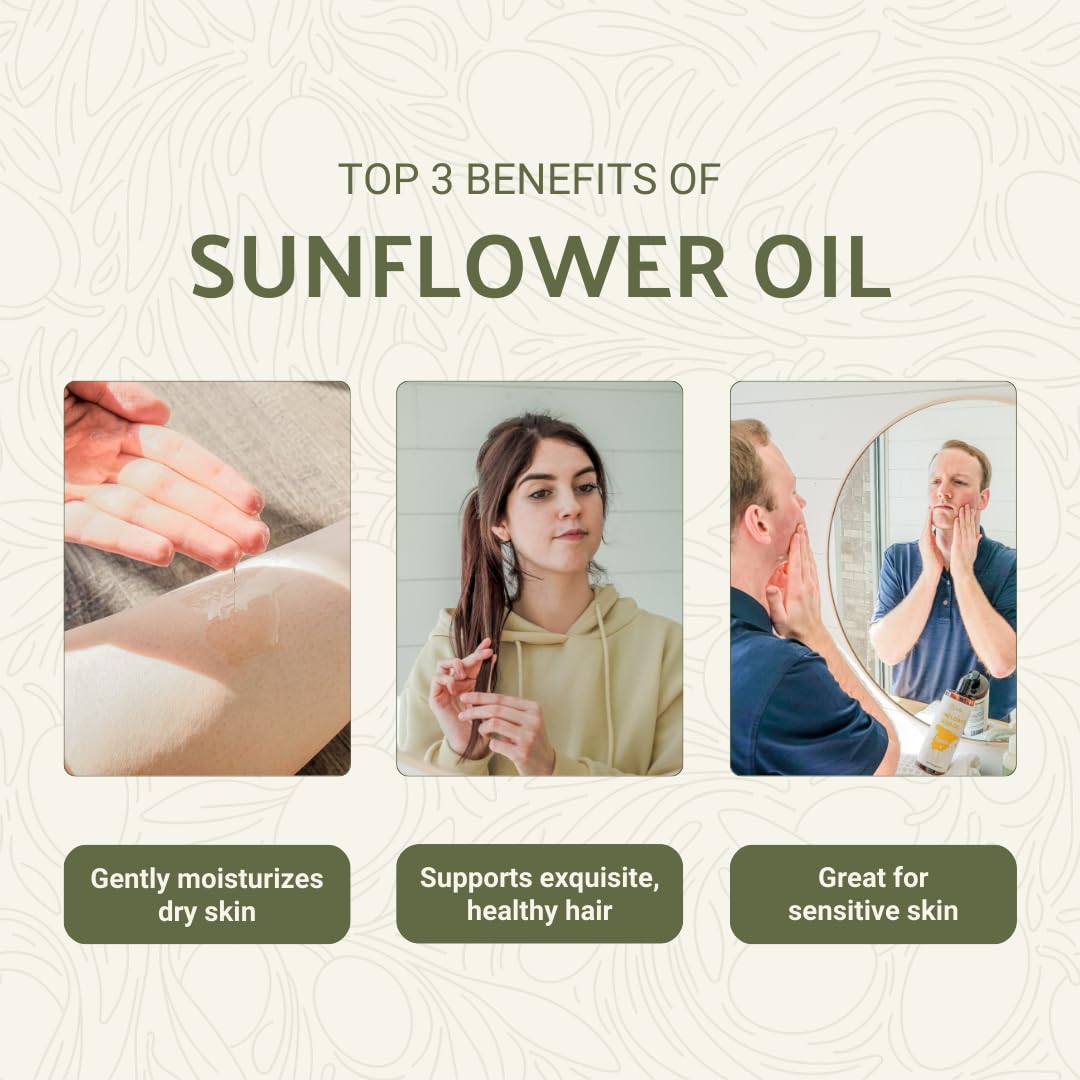 Sunflower Carrier Oil (4Gal) - Direct from EIR Oils' Farmland in the Sunny Fields of Spain - 100% Pure Carrier Oil for Hair, Face, and Skin