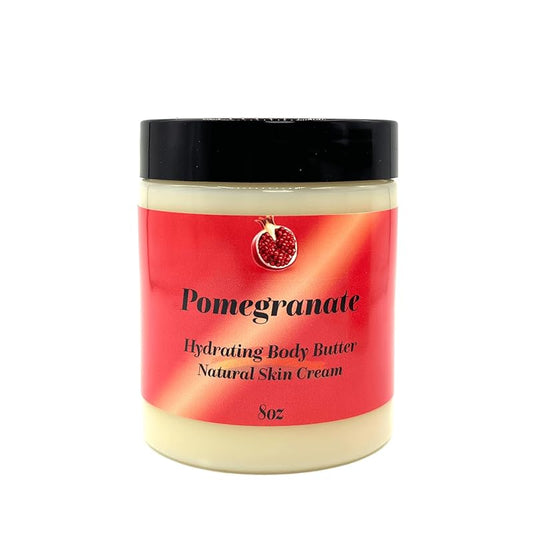 Ultra-Soft Shea Body Butter, Dry Skin Cream for Radiant Moisturized Skin, Natural Hydrating Body Lotion with Aloe Vera, Argan Oil, Rosehip Oil, (Pomegranate, 8oz)