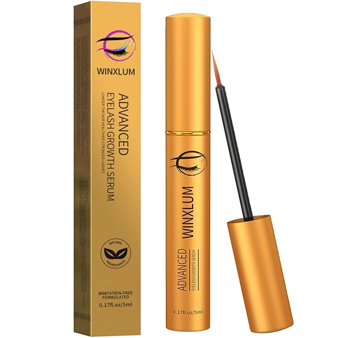 Premium Eyelash Growth Serum, Lash Growth Serum 5ML, Eyebrow Growth Serum with Peptides, Irritation-Free Eyelash Serum to Grow Lashes, Lash Boost for Fuller, Longer, Thicker, and Stronger Lashes, Gold