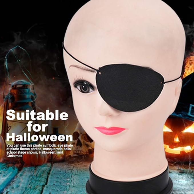 YGDZ Eye Patch, 12pcs Soft Felt Eye Patches for Adults Kids, Adjustable Single Eye Mask for Lazy Eye, Black