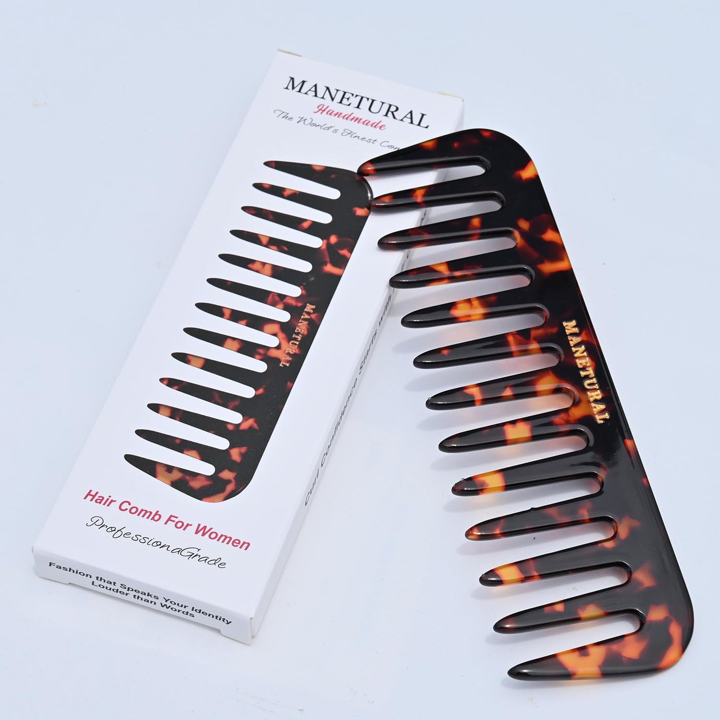 S1 Elegant Wide-Tooth Comb – Lightweight, Travel-Friendly, and Stylish Design for Tangle-Free Hair (Tortoise)
