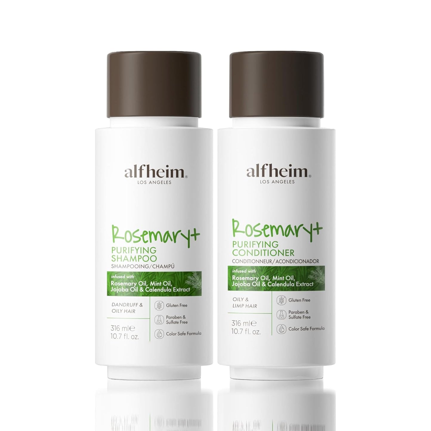 ALFHEIM Rosemary+ Purifying Shampoo & Conditioner Set Travel Size – Balancing Care for Oily & Fine Hair with Rosemary, Peppermint & Jojoba Oils – Deep Cleanse, Lightweight Hydration, Sulfate Free
