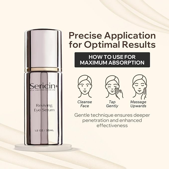 Sericin Reviving Eye Serum - Age Defying Eye Serums with Silk Protein to Smooth Fine Lines & Hydrate- Night Eyes Serums Reduces Puffiness & Fine Lines- Wrinkle Serum for Youthful Skin- 1.2 OZ