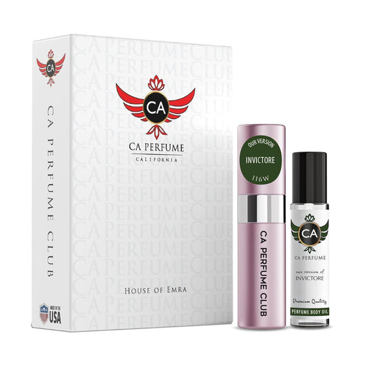 CA Perfume Duo Impression of Invictore For Men Perfume Layering Set Mens Cologne Long Lasting Travel Size EDP + Body Oil Roll-On Bottle 0.27 Fl Oz+0.33 Fl Oz