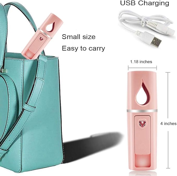 Portable Nano Facial Mister Mini Facial Steamer Atomization Eyelash Extensions with Mirror & 20ml Visual Water Tank (2 Packs)