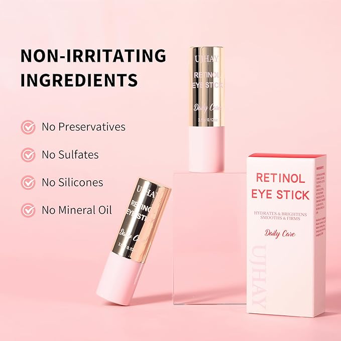 Retinol Eye Stick, Anti-Aging Eye Cream for Wrinkles, Dark Circles, Puffiness & Bags Under Eyes, All-in-one Multi Eye Balm with Caffeine, Vitamin C, Hydrating & Firming Skin