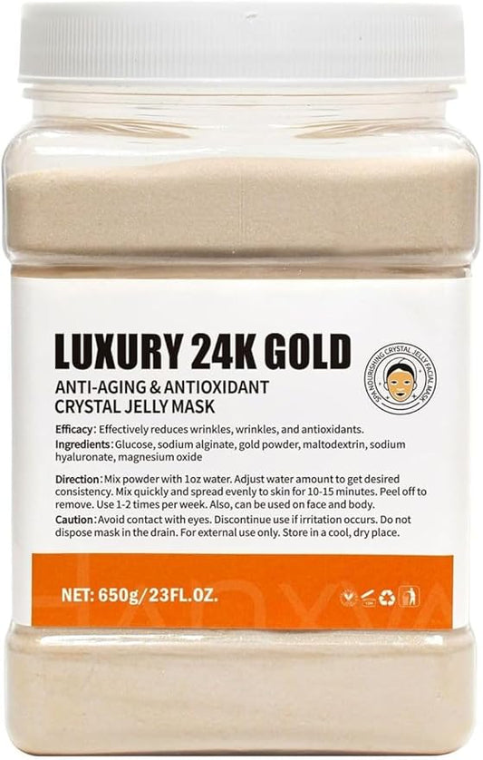 Jelly Face Mask Peel Off Powder 650g Moisturizing and Hydrating Repair and Smooth Skin Care for Home Salon Spa (24K Gold)