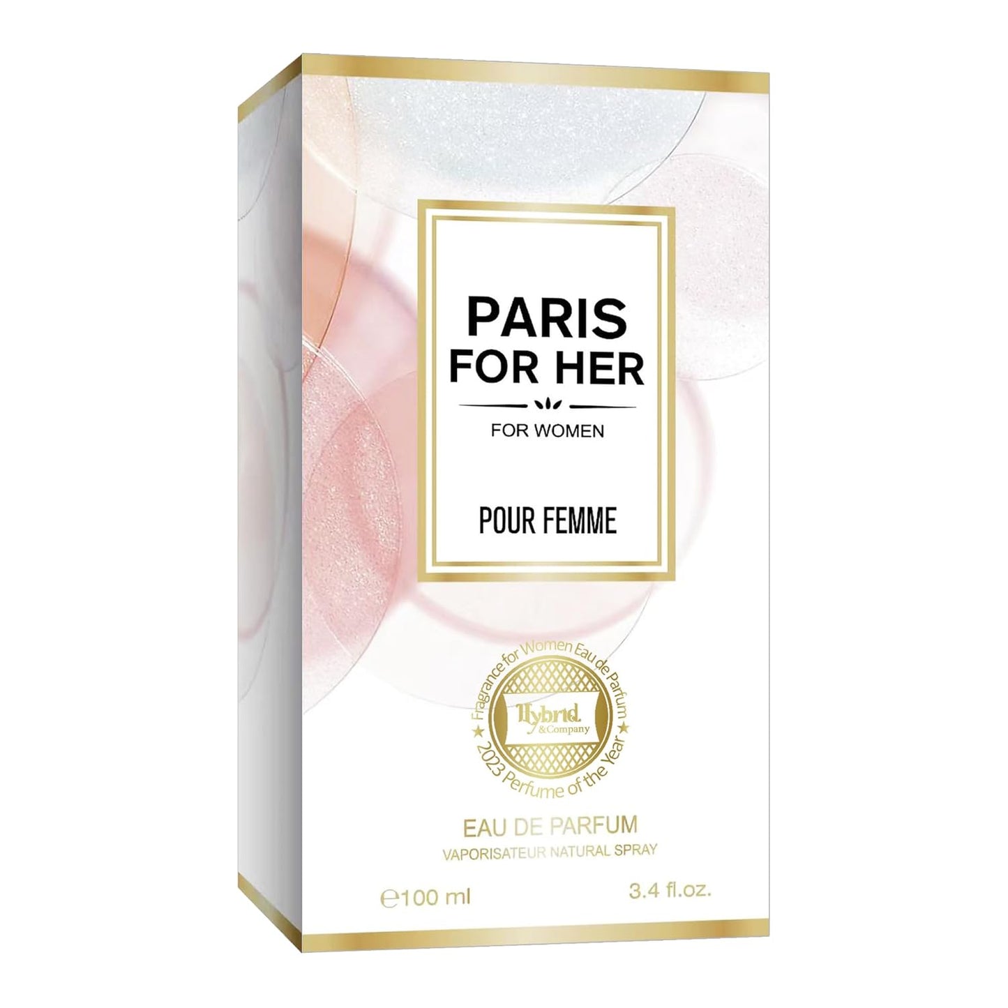 Hybrid & Company Paris For Her Pour Femme Eau De Parfum Natural Spray Vaporisateur,3.4FL.OZ