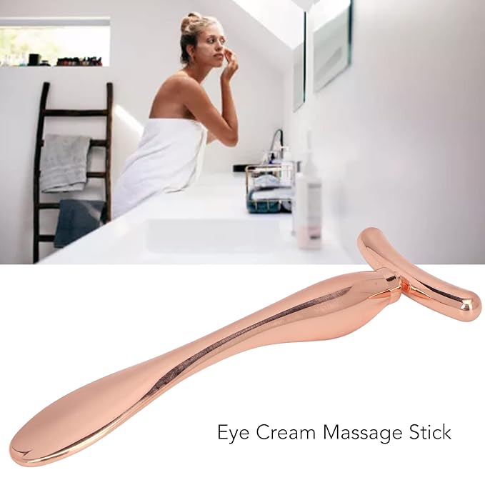 3 Pcs Metal Eye Cream Applicator Wand Stick, T Shaped Massage Stick Set, Face Roller Massager Tool, Professional Women Facial Massager for Reducing Puffiness Wrinkle