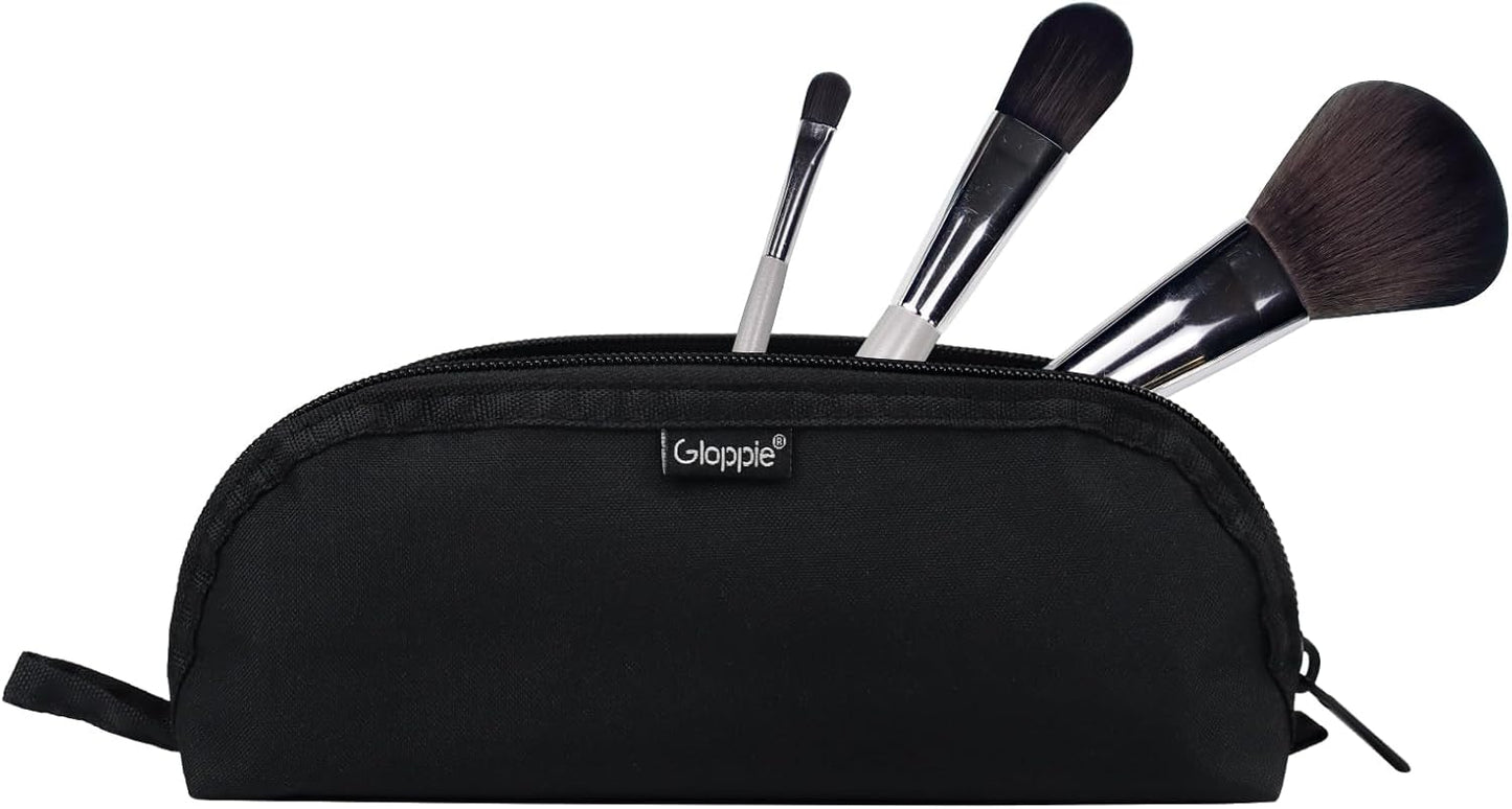 Gloppie Makeup Brush Holder Travel, Small Make Up Brush Organizer Pouch - Make Up Brush Traveling Case Portable Cosmetic Pouch, Holds 10 Brushes, Perfect for Traveling and Organization, Black