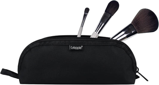 Gloppie Makeup Brush Holder Travel, Small Make Up Brush Organizer Pouch - Make Up Brush Traveling Case Portable Cosmetic Pouch, Holds 10 Brushes, Perfect for Traveling and Organization, Black