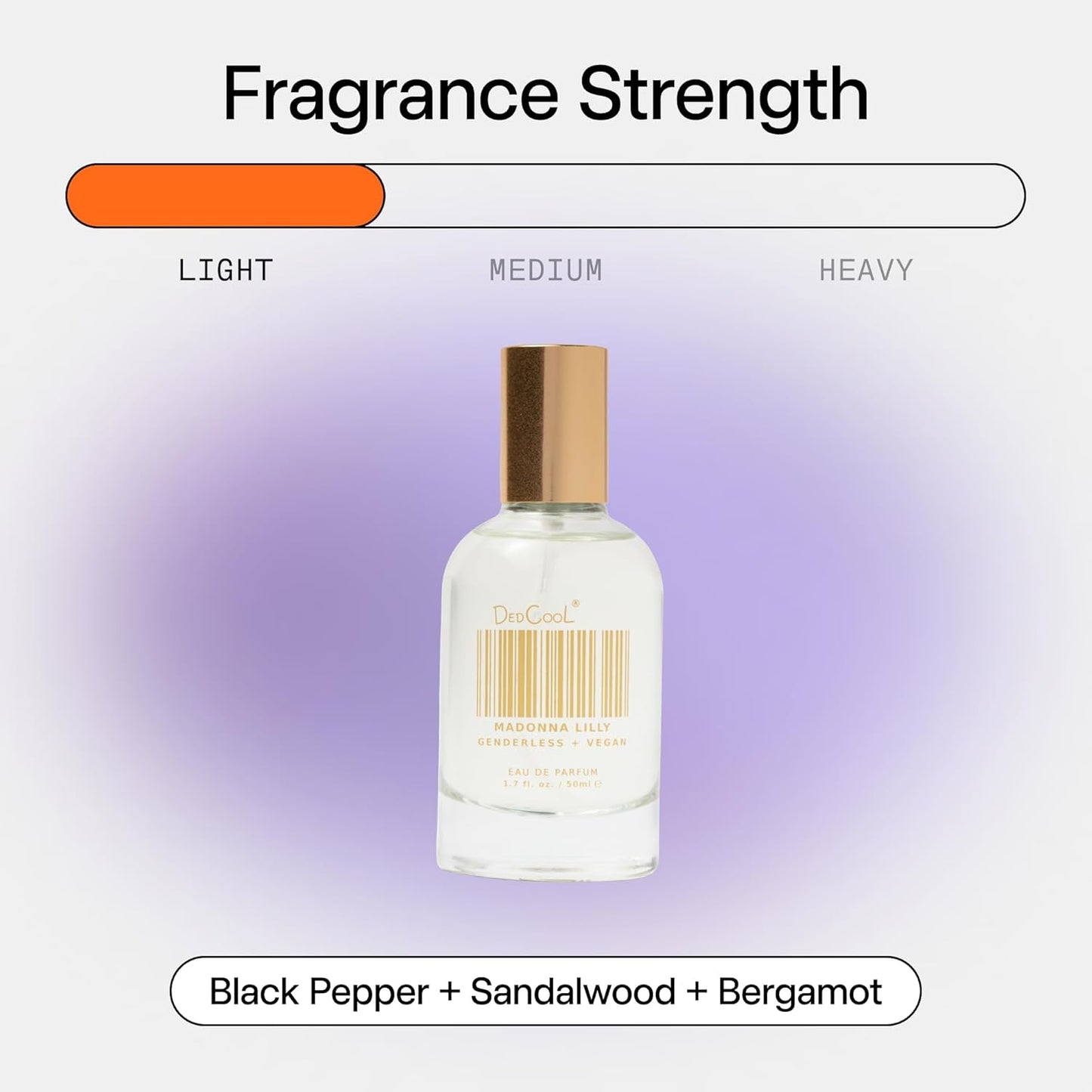 DedCool Eau de Parfum (Madonna Lilly - 1.7 fl oz) With Notes of Black Pepper, Sandalwood, Bergamot, Perfume for Men and Women, Luxury Fragrance, with Essential Oils, Non-Toxic, Fragrance For All