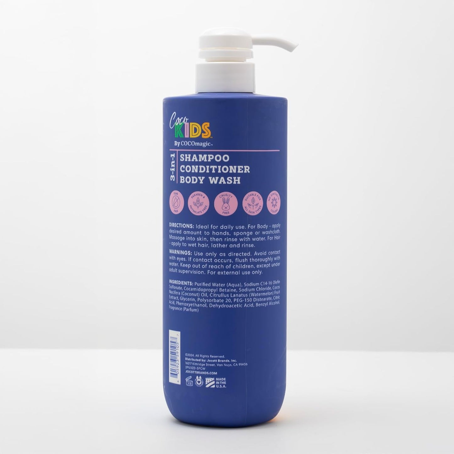 Cocomagic Watermelon 3-in-1 Shampoo, Conditioner & Body Wash – Gentle for Daily Use | Nourishing, and Refreshing for Hair & Skin, Paraben-Free, Dyes-Free, Tear-Free | Made in USA, 24 Fl Oz