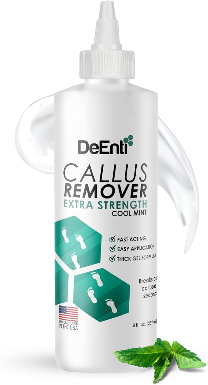 DeEnti Callus Remover for Feet, Extra Strength Foot Callus Remover Gel, 8oz Salon Grade Home Pedicure Supplies for Dry Skin, Cracked Heel, Professional Strength Foot Care, Cool Mint