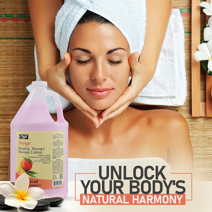 PRONAIL - Healing Therapy Massage Lotion - Professional Pedicure, Body and Hot Oil Manicure, Infused with Natural Oils, Vitamins, Panthenol and Amino Acids (Mango, 1 Gallon)