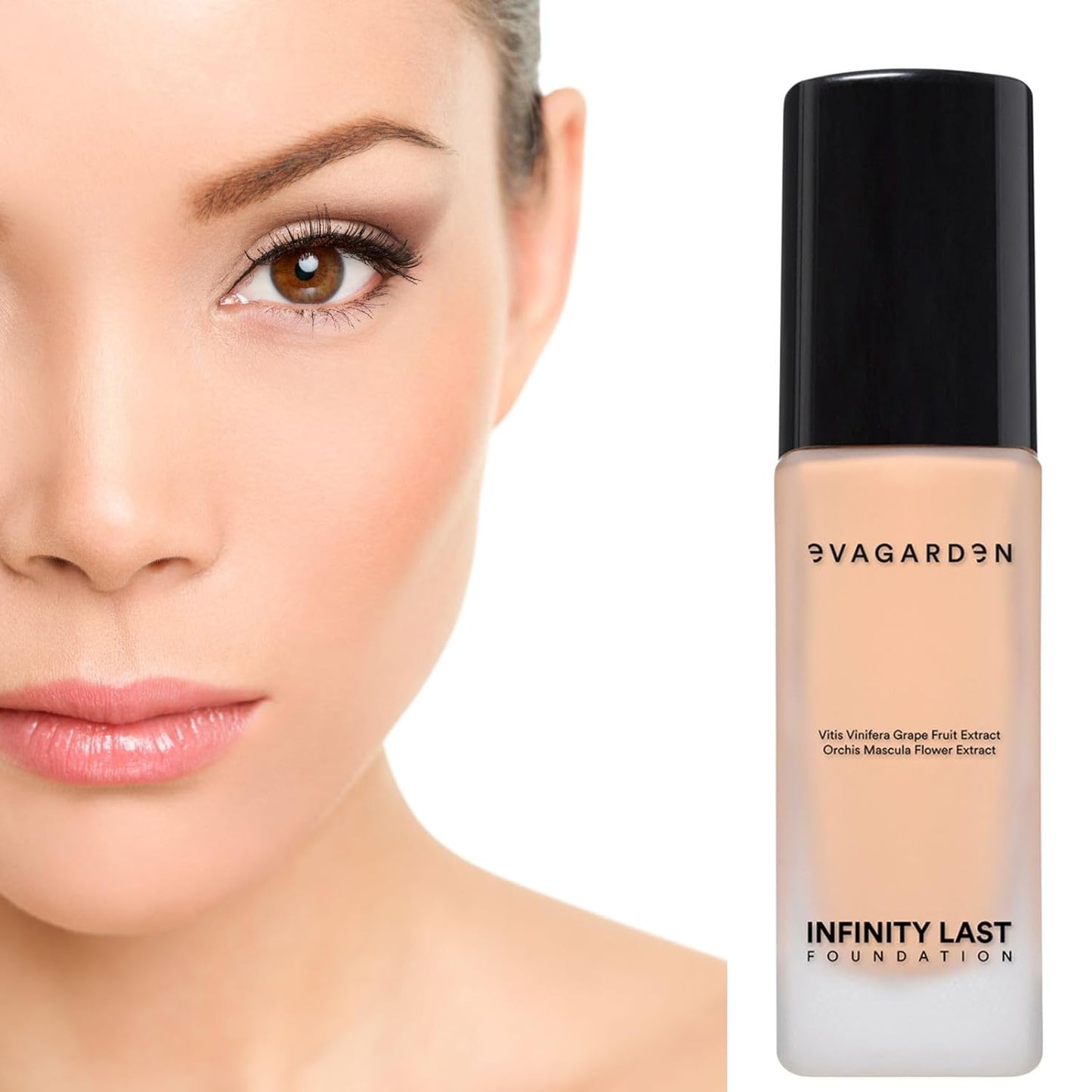 EVAGARDEN Infinity Last Foundation - Amazing Duration Gives Second Skin Effect - Soft and Creamy, Liquid Texture Results in Natural Finish - Easily Blendable - Satin Look - 265 Natural - 1.01 oz
