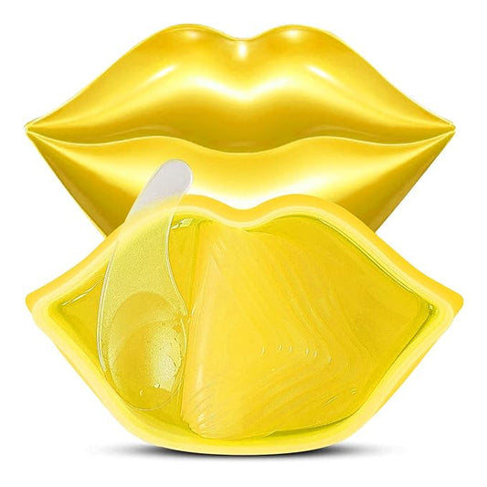 Charm Kiss 20Pcs Moisturizing Lip Mask, Lip Sleep Mask Reduces Lip Lines and Restores Moisture, Lip Mask Effectively Nourishes the Lip Skin, Gel Treatment Lip Masks Plumping Lips Mask Lip Care Products (Golden)