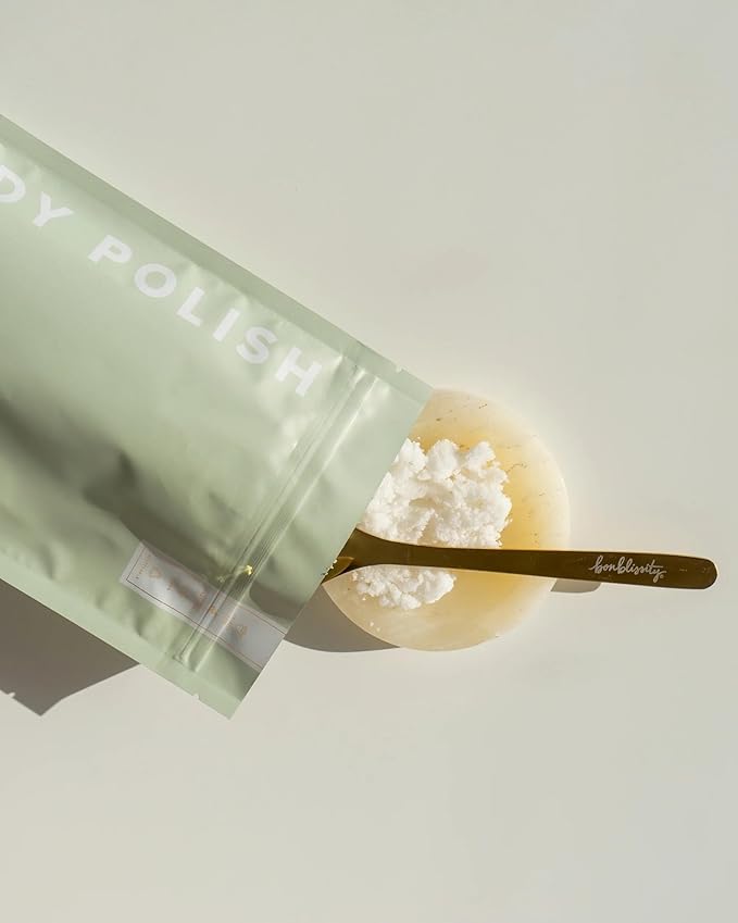 Body Polish, 8oz. - Fresh Lemongrass Scented Body Scrub Exfoliator for Women, Exfoliating Sugar Scrub To Lotion Moisturizer, Gentle Exfoliant for Dry and Sensitive Skin, Handmade in USA