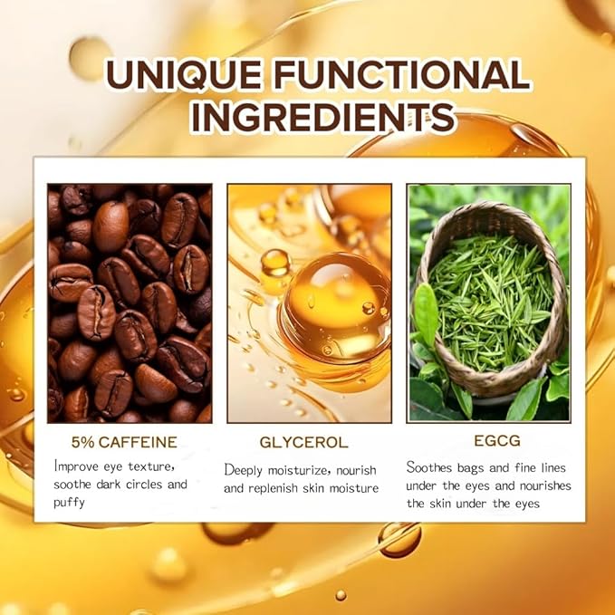 New Caffeine Solution 5%+ EGCG, Facial Caffeine Eye Serum, Moisturizing Eye Solution, Can Reduce Dark Circles And Puffiness.Caffeine Under Eye Serum,30（ML）