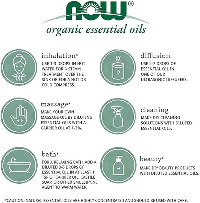 NOW Essential Oils, Lavender Roll-On, Certified Organic, Calming Blend, Steam Distilled, Topical Aromatherapy, 10-mL (Pack of 2)