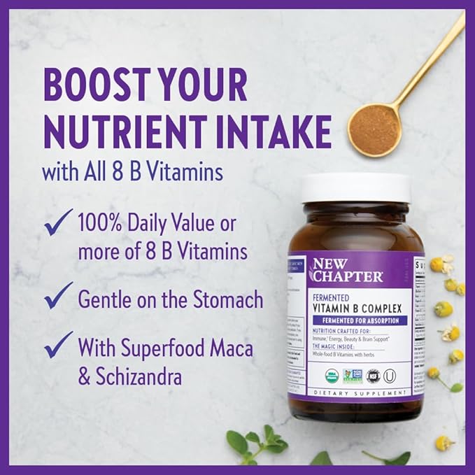 New Chapter Vitamin B Complex, Fermented 100% Vegan, 60 Count