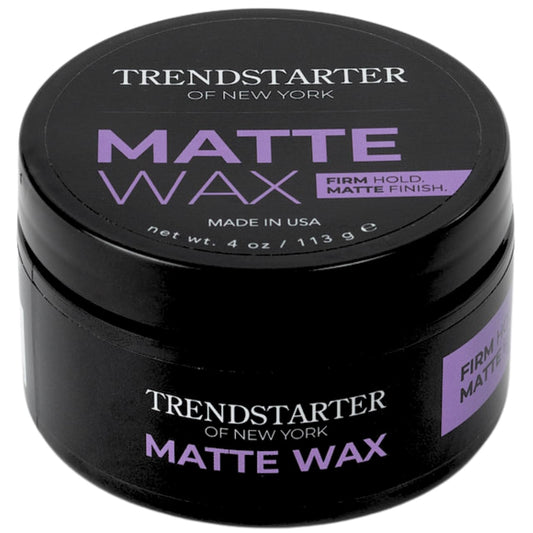 TRENDSTARTER - MATTE WAX (4oz) - Firm Hold - Matte Finish - Water Based All-Day Hold Hair Styling Pomade – Flake-Free Styling Wax for All Hair Types