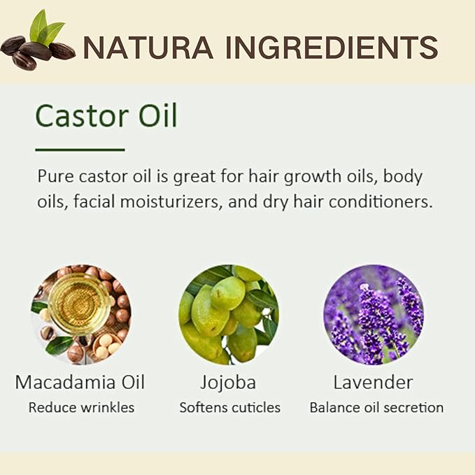 Castor Oil Massage Oil - Body Oil After Shower - Essential Oils for Skin & Hair Care -Soothe,Nourish,Smooth -Instant Absorption & Non-Greasy for All Skin Types