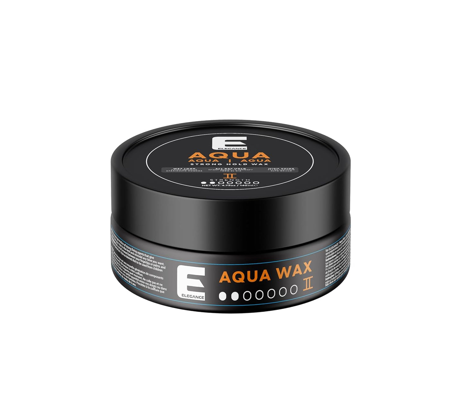 E Elegance Hair Products - Aqua Hair Styling Wax - II Strength – Strong Hold, High Shine, Wet Look, Orange/4.73 oz