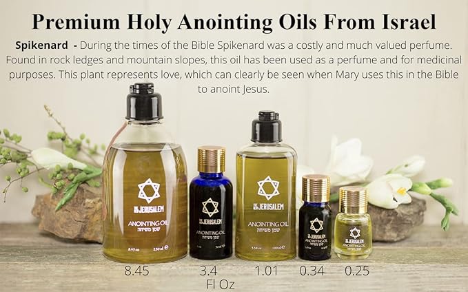 Spikenard Anointing Oil from Israel, Holy Spiritual Oils Bottles from Jerusalem Blessed, Handmade with Natural Ingredients and Blessed for Wedding Ceremony, Religious Use, 0.34 Fl Oz