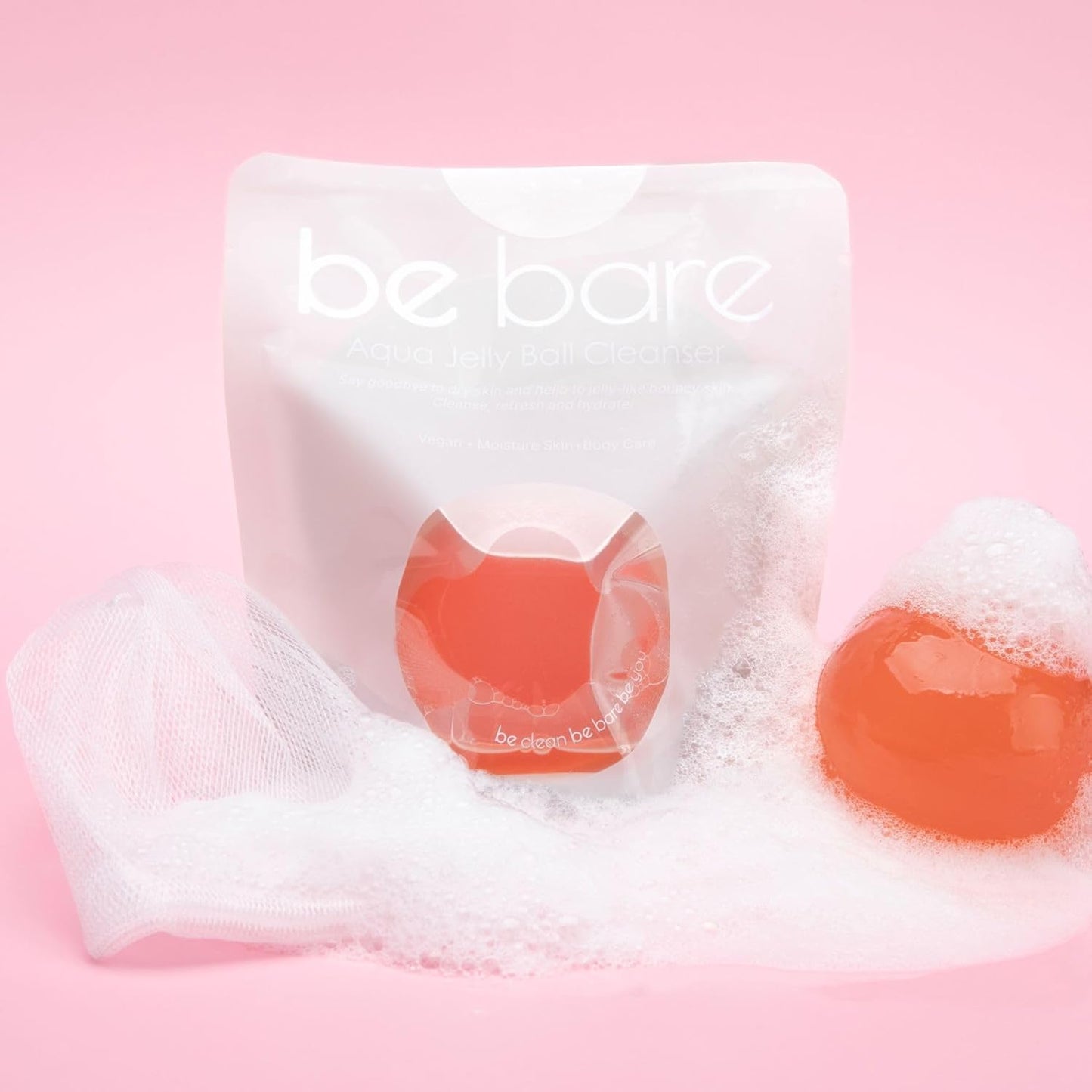 Naisture Be Bare Jelly Ball Cleanser, Daily Face Wash Korean Skin Care Cleanser Ball for Dry Skin with Allantoin for Protection, AHA &BHA for Exfoliation and Hydration- Peachy Pink (1.41oz)