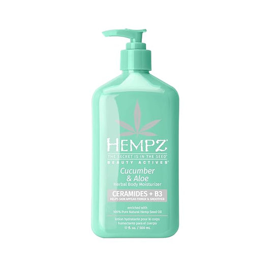 Hempz Body Lotion - Cucumber & Aloe Herbal Limited Edition Daily Moisturizing Cream, Shea Butter, Aloe, Cucumber Extract Body Moisturizer - Skin Care Products, Hemp Seed Oil - 17 Fl Oz