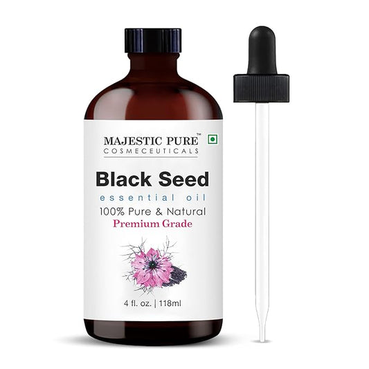 MAJESTIC PURE Black Seed Essential Oil | 100% Pure and Natural Black Seed Oil | Premium Grade Essential Oils for Hair Care, Home Diffusers, Skin, Aromatherapy, Massage and Humidifiers | 4 Fl Oz