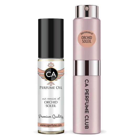 CA Perfume Duo Impression of Orchid Soleil For Women Perfume Layering Set Long Lasting Travel Size EDP + Body Oil Roll-On Bottle 0.27 Fl Oz+0.33 Fl Oz